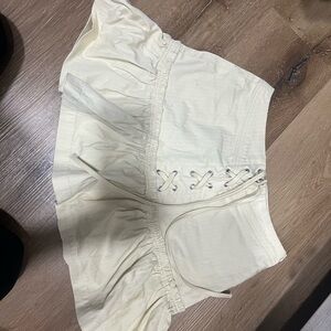 Women's Cream Lace-Up Shorts